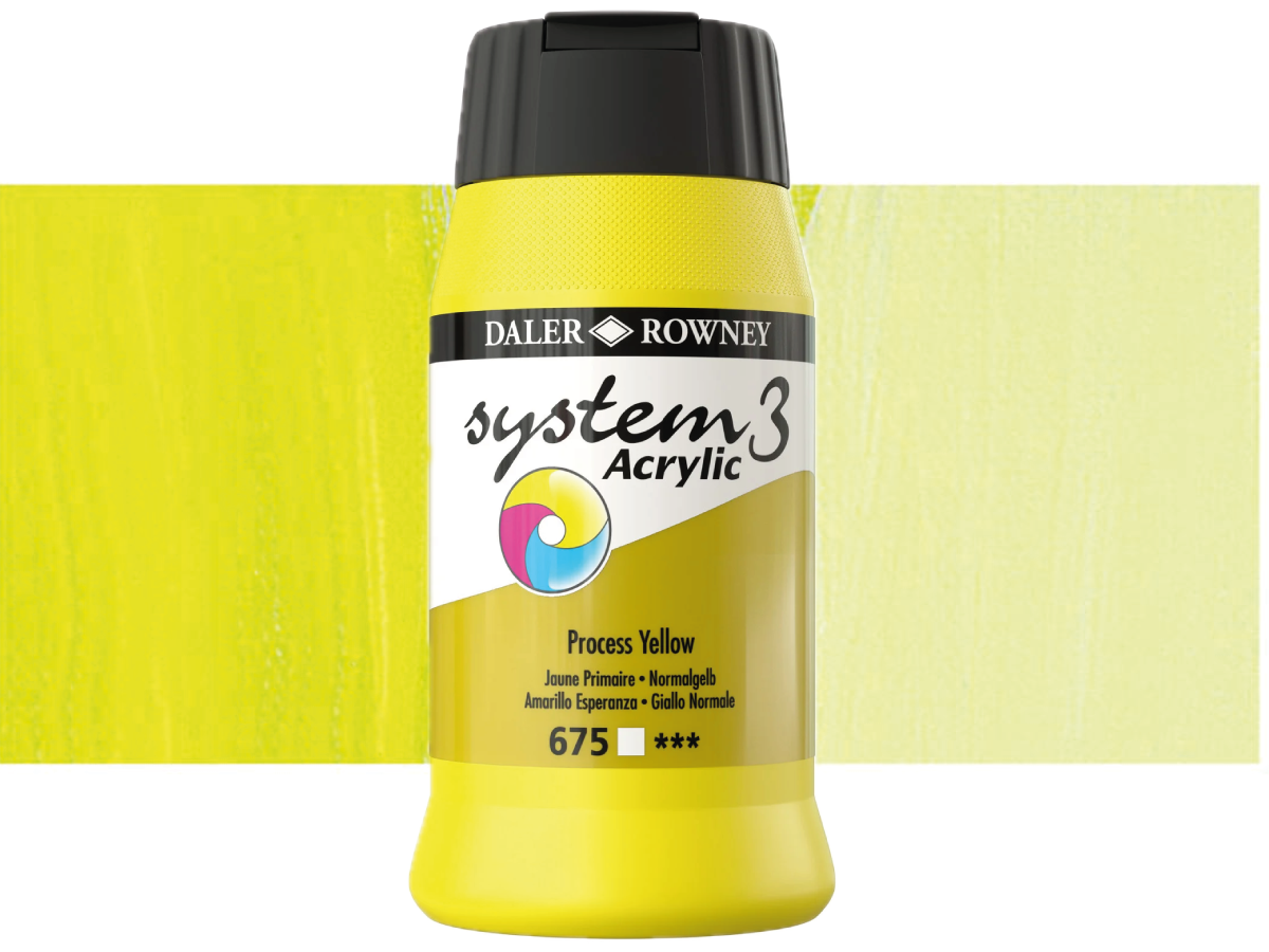 DALER ROWNEY SYSTEM 3 ACRYL 500ML 681 FLUORESCENT YELLOW 1