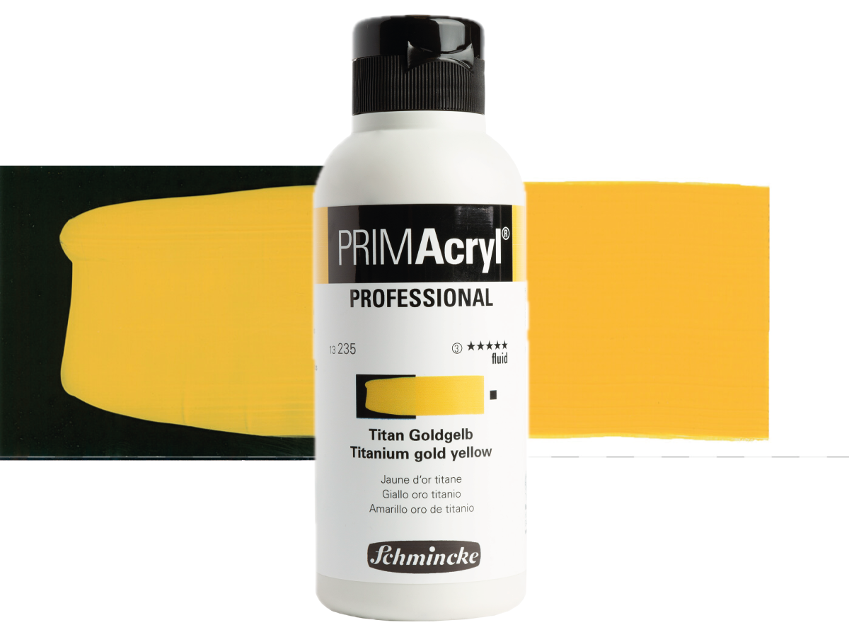 SCHMINCKE PRIMACRYL FLUID 250ML S3 323 TITANIUM GOLD YELLOW 1