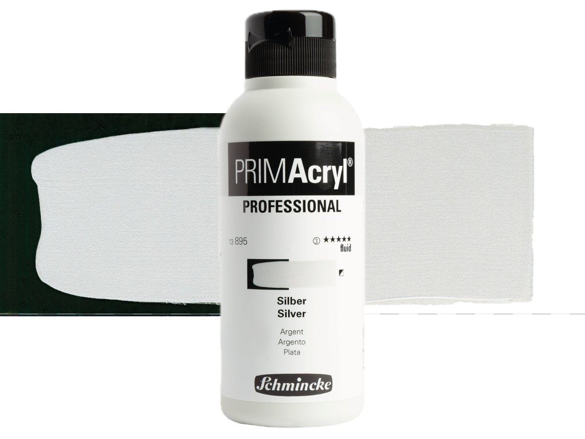 SCHMINCKE PRIMACRYL FLUID 250ML S3 895 SILVER 1