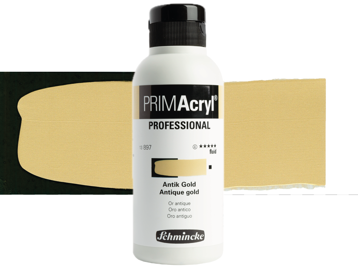 SCHMINCKE PRIMACRYL FLUID 250ML S4 897 ANTIQUE GOLD 1