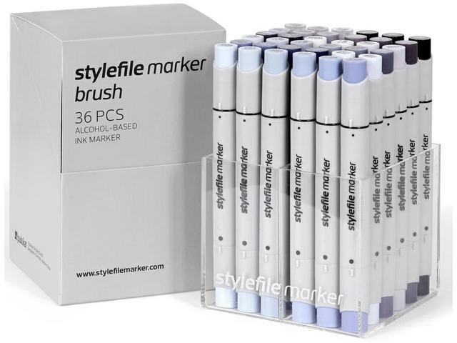 STYLEFILE BRUSH MARKERSET BR36GR 36-DELIG GREY OP=OP 1