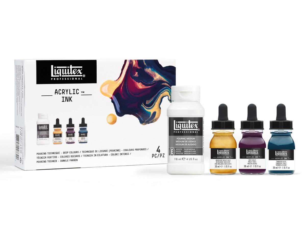 LIQUITEX ARTIST ACRYLIC INK SET POURING DEEP COLORS 3X30ML 1