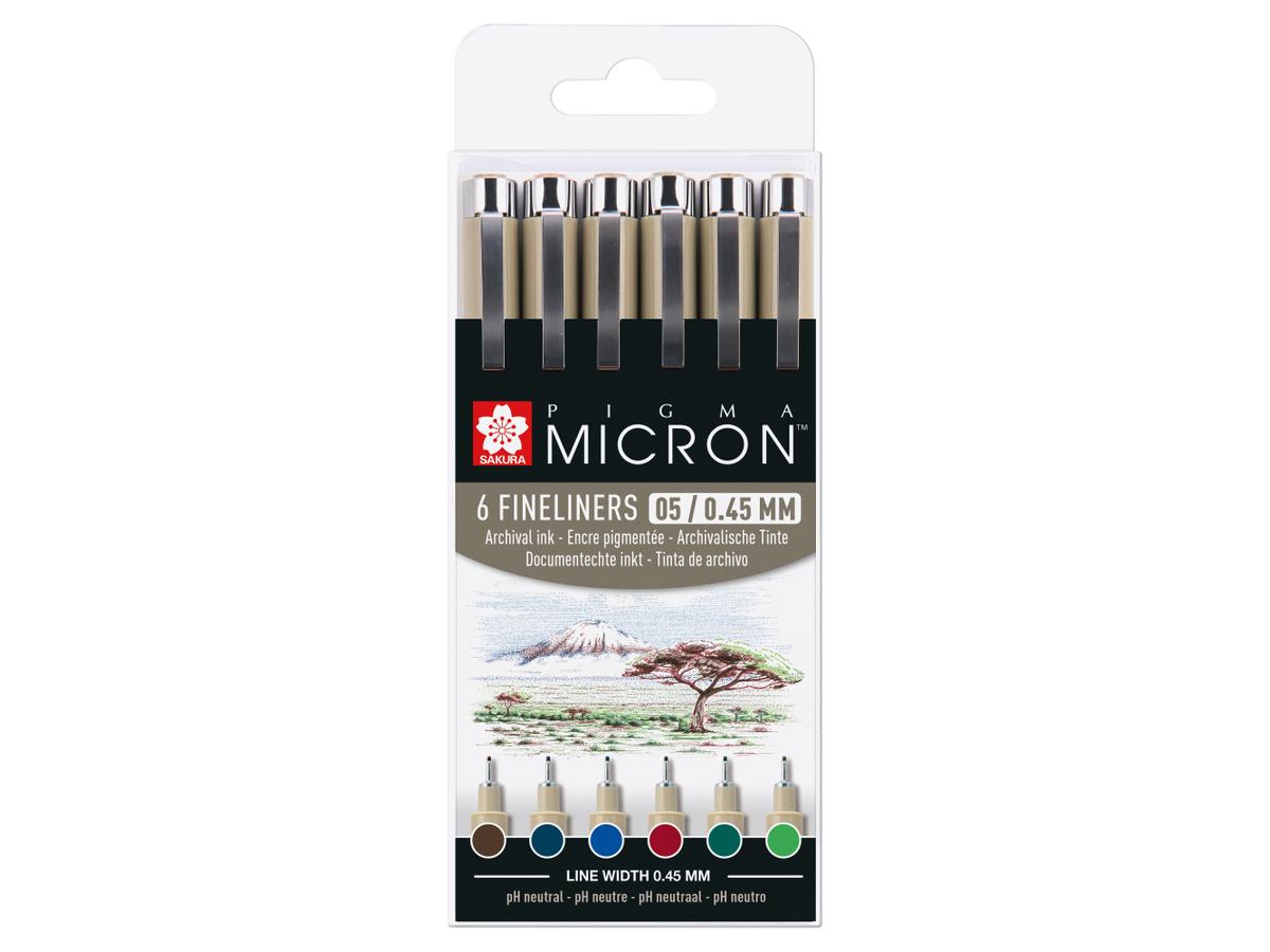 PIGMA MICRON 6 FINELINER SET 0,45MM ERDFARBEN 1