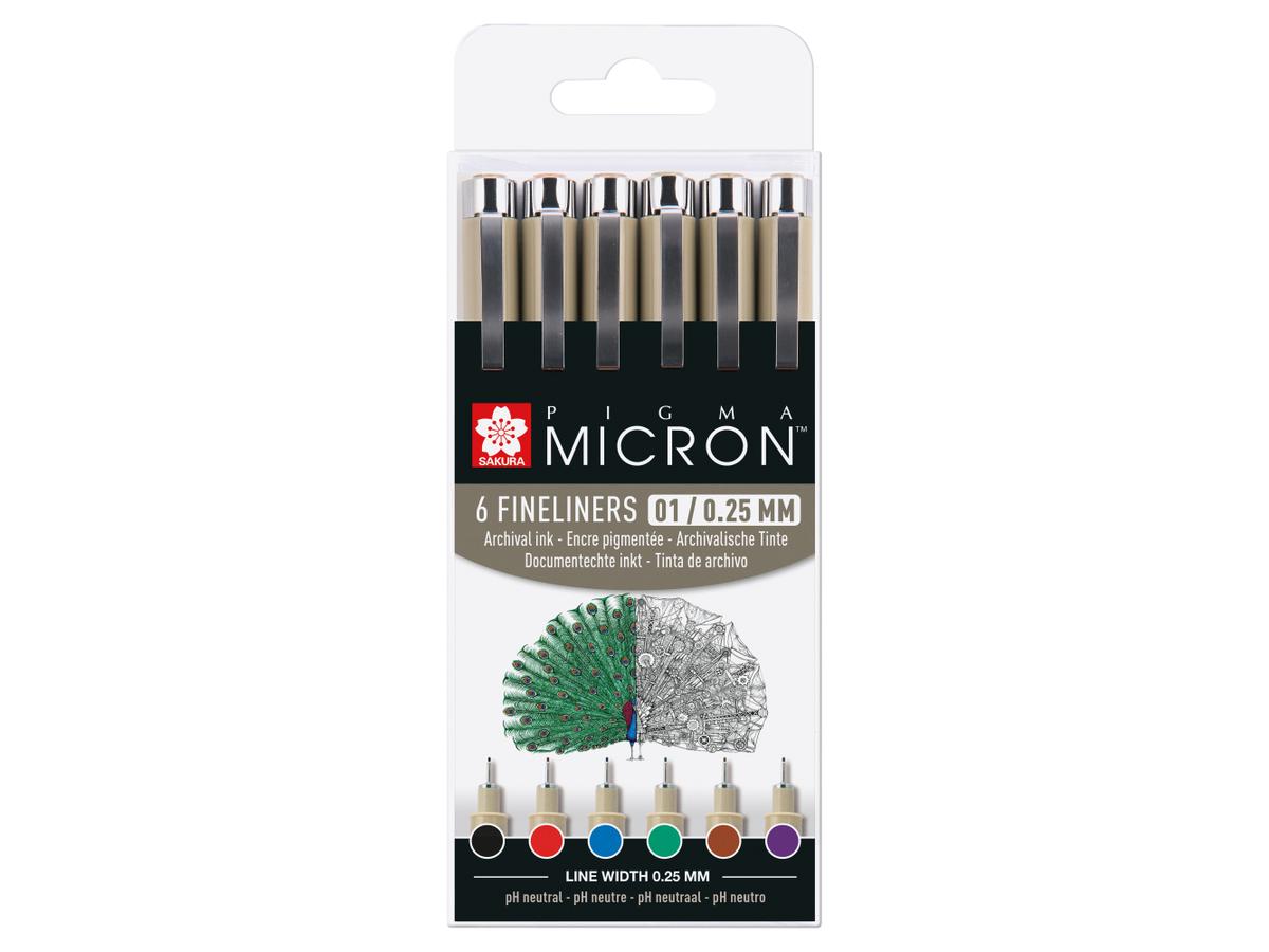 PIGMA MICRON 6 FINELINER SET 0,25MM BASIS FARBEN  1