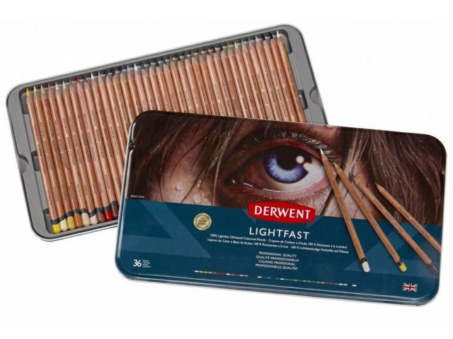 DERWENT LIGHTFAST BUNTSTIFTE 36ER METALLKASTEN 1