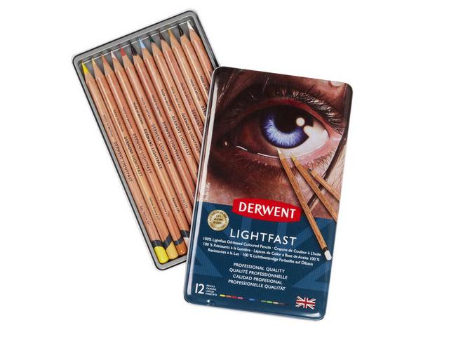 DERWENT LIGHTFAST BUNTSTIFTE 12ER METALLKASTEN 1
