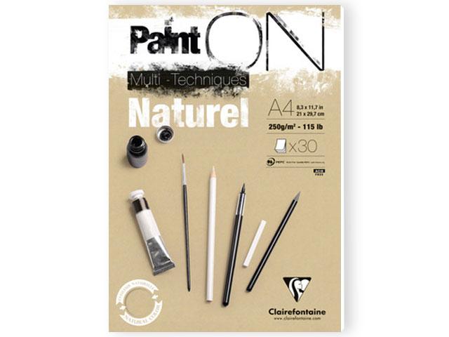 CLAIREFONTAINE PAINT-ON A4 BLOCK NATURAL PAPIER 250GR 30BL. 1