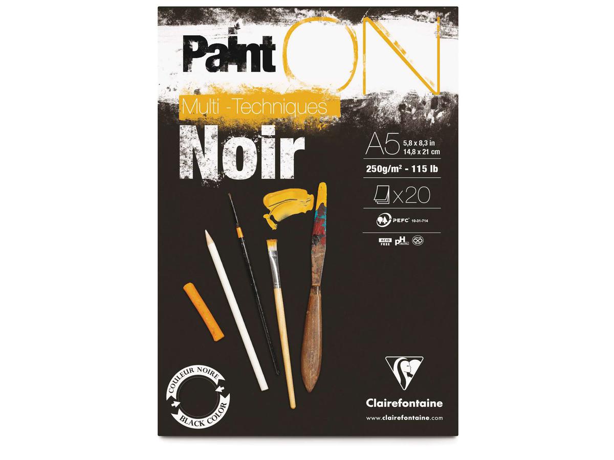 CLAIREFONTAINE PAINT-ON A2 SCHWARZ 250GR BLOCK 20BL 1
