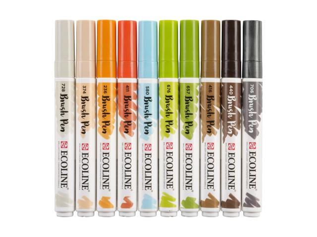 TALENS ECOLINE BRUSH PEN SET 10 STUKS ARCHITECT OP=OP 1