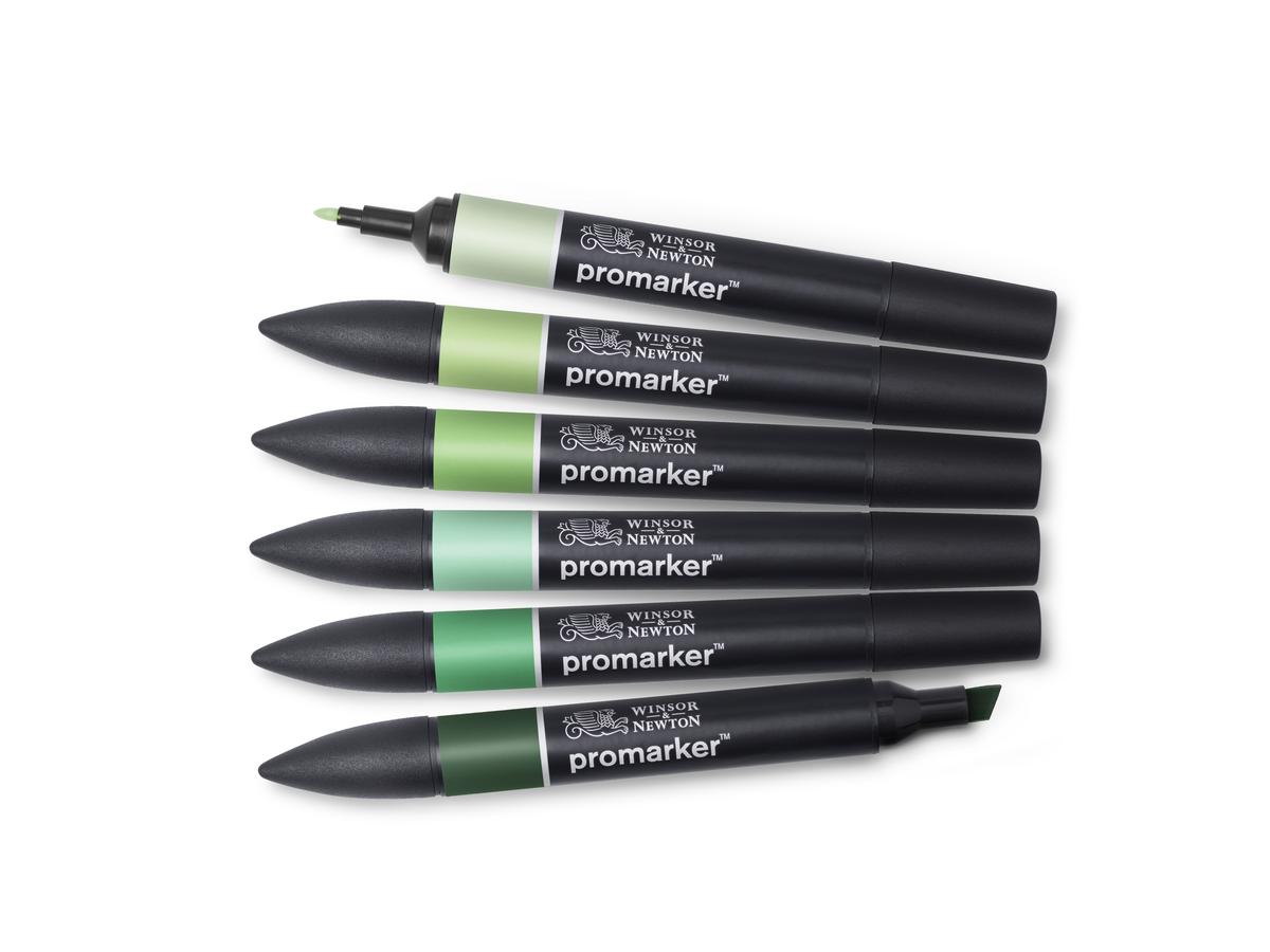 WINSOR & NEWTON PROMARKERSET GREEN TONES 6X
 1