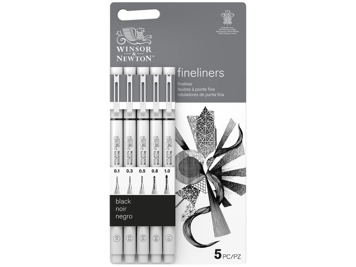 WINSOR & NEWTON FINELINER SELEKTION SET 5 X BLACK 1