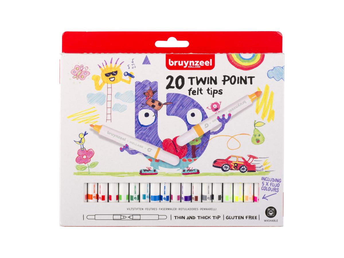 BRUYNZEEL KIDS TWIN POINT VILTSTIFTEN SET 20 STUKS 1