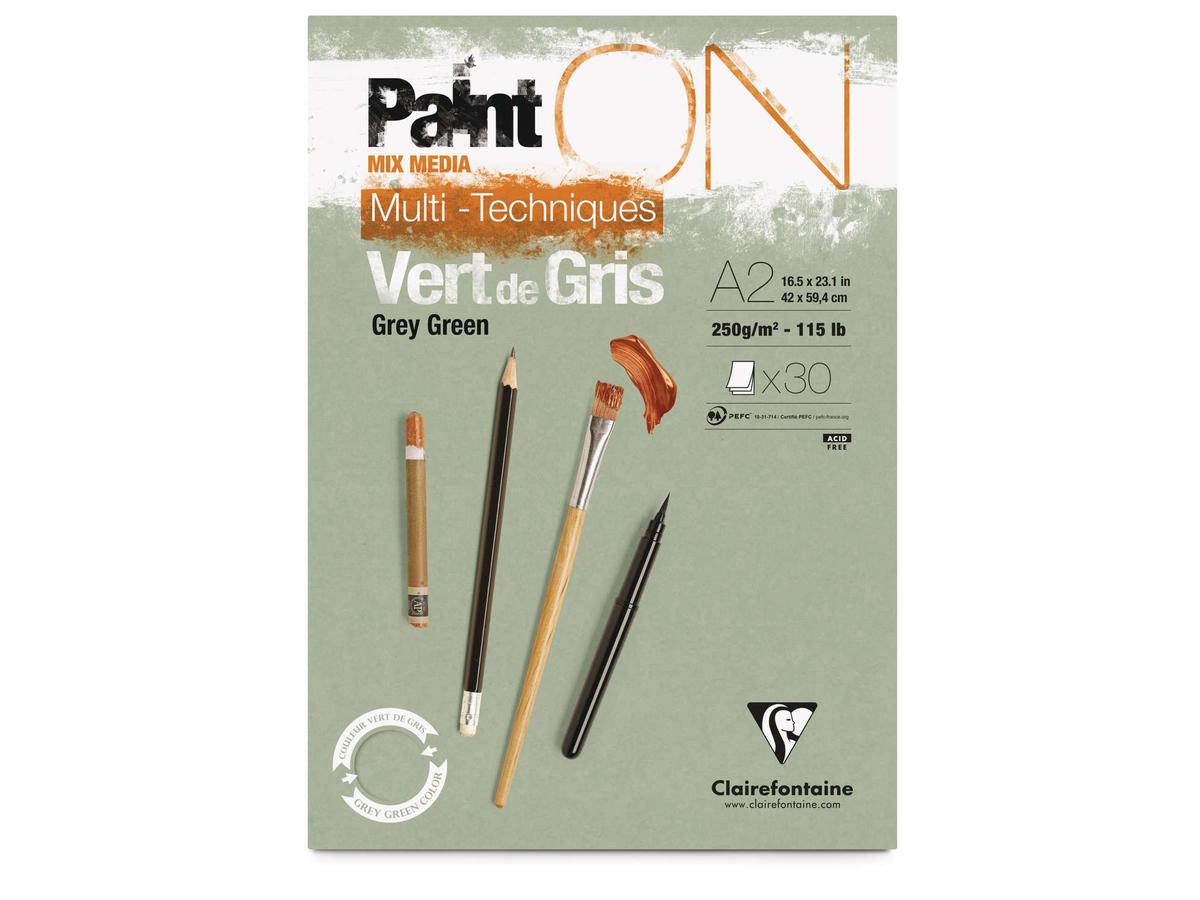 CLAIREFONTAINE PAINT-ON A2 VERT DE GRIS 250GR BLOCK 30BL 1