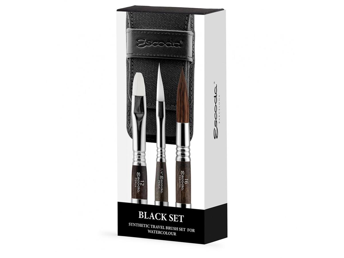 ESCODA AQUARELL REISEPINSEL BLACK SET 1272 3 STÜCK 1