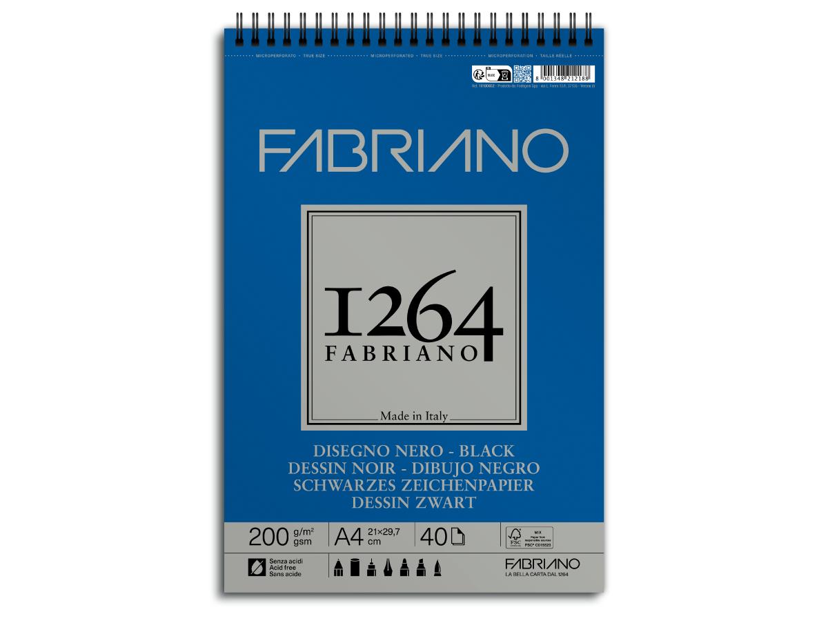 FABRIANO 1264 SCHWARZES ZEICHENPAPIER A4 200GR BLOCK 1