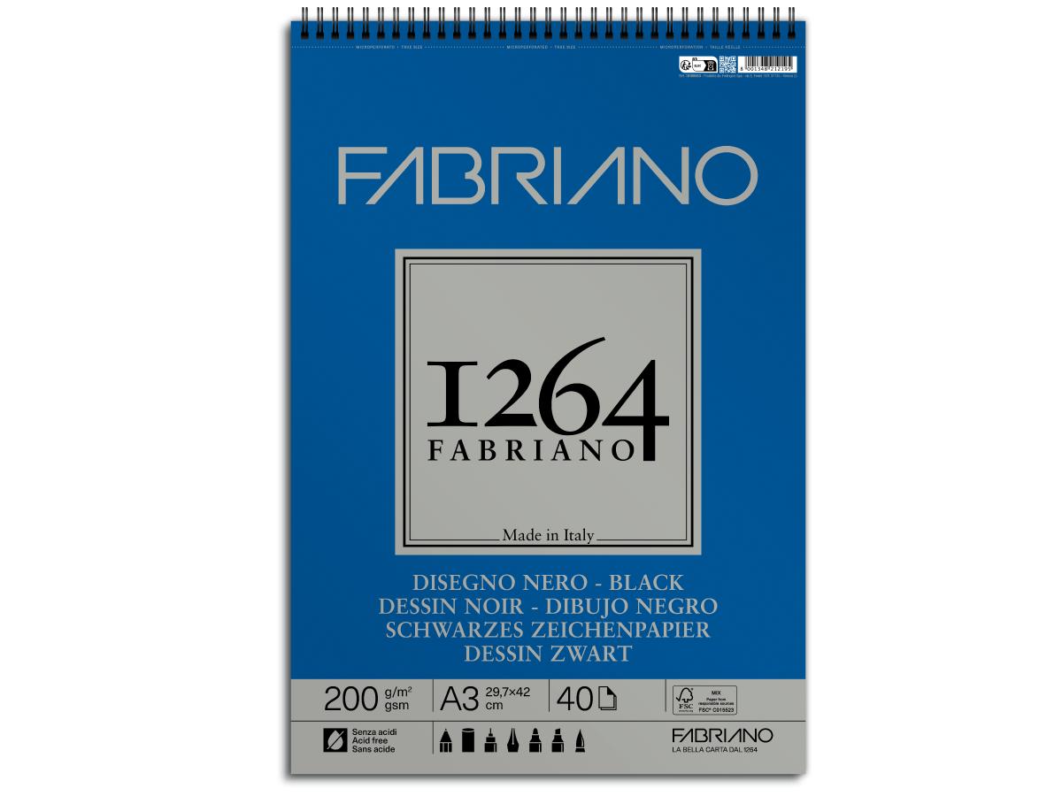 FABRIANO 1264 SCHWARZES ZEICHENPAPIER A3 200GR BLOCK 1
