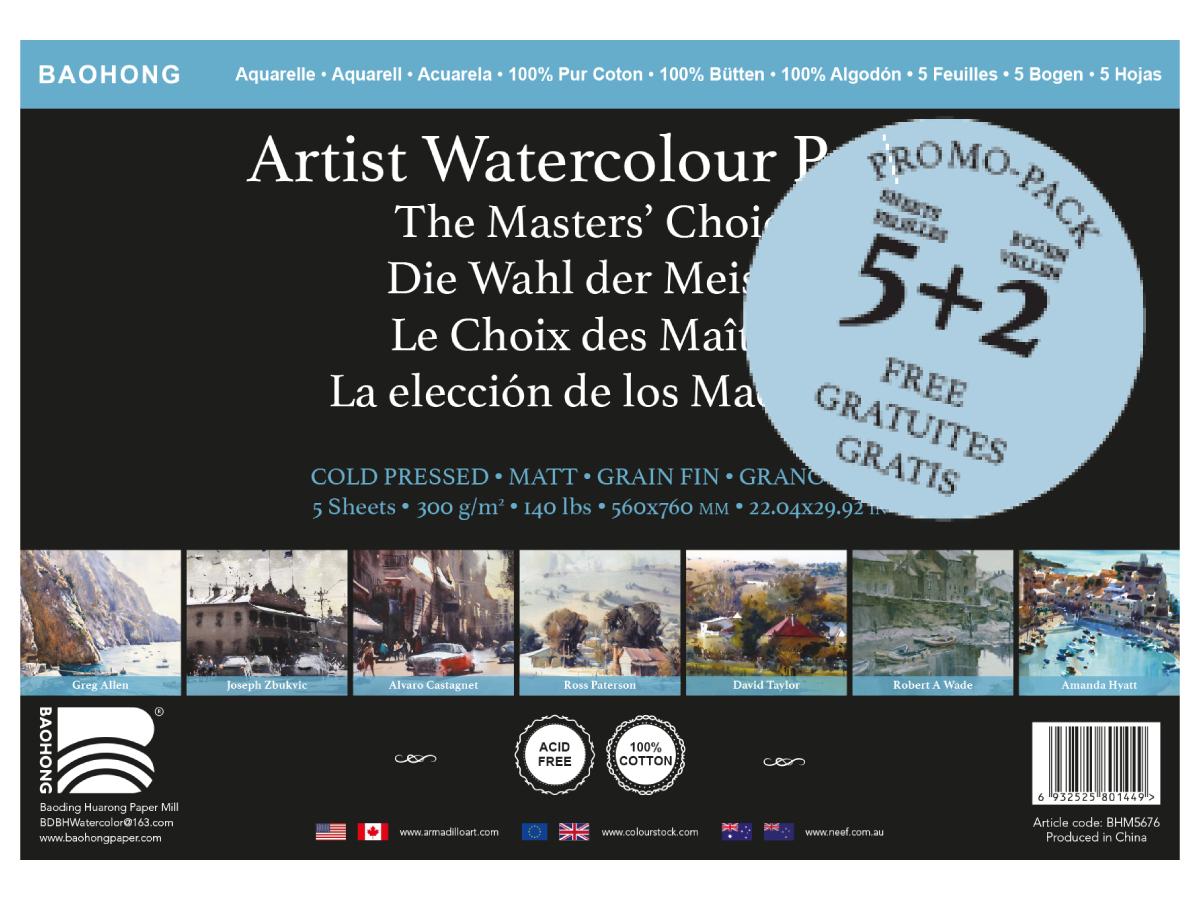 BAOHONG AQUARELLPAPIER 56X76CM MATT 5+2 GRATIS 1