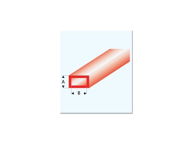 PROFIL VIERKANTROHR GLASKLAR ROT (A=)2,0X4,0MM 33CM 442-53/3 1