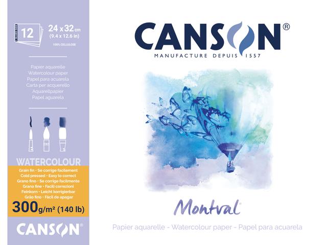 CANSON MONTVAL AQUARELLBLOCK 24X32CM 300GRAM 12 BLATT 1