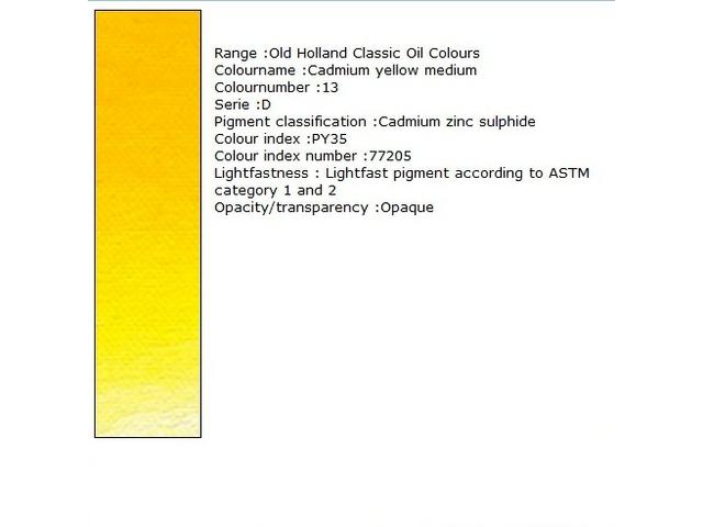 OLD HOLLAND ÖLFARBE D013 40ML CADMIUM YELLOW MEDIUM 1