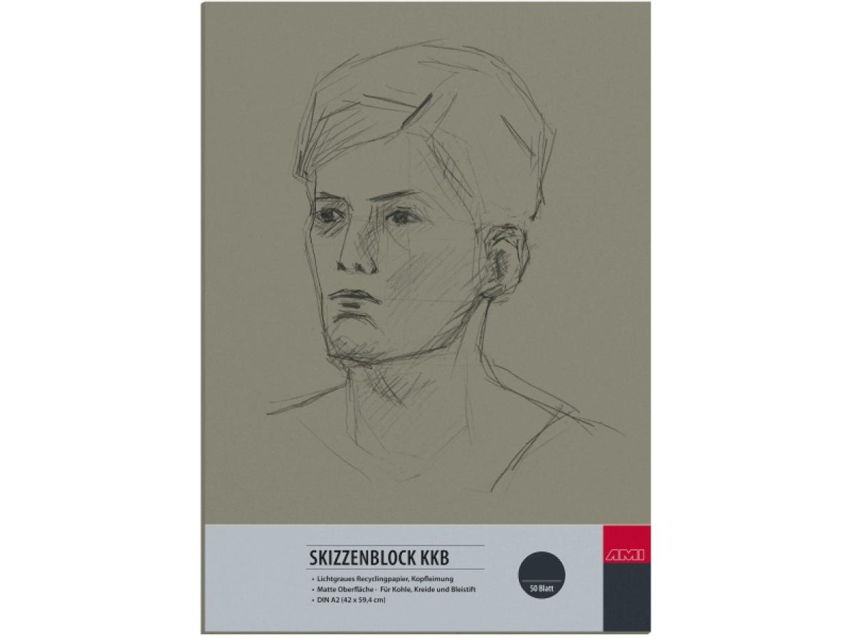 KKB ZEICHENPAPIER STUDIENBLOK A2 100GRAM 50BLATT BRAUNGRAU 1