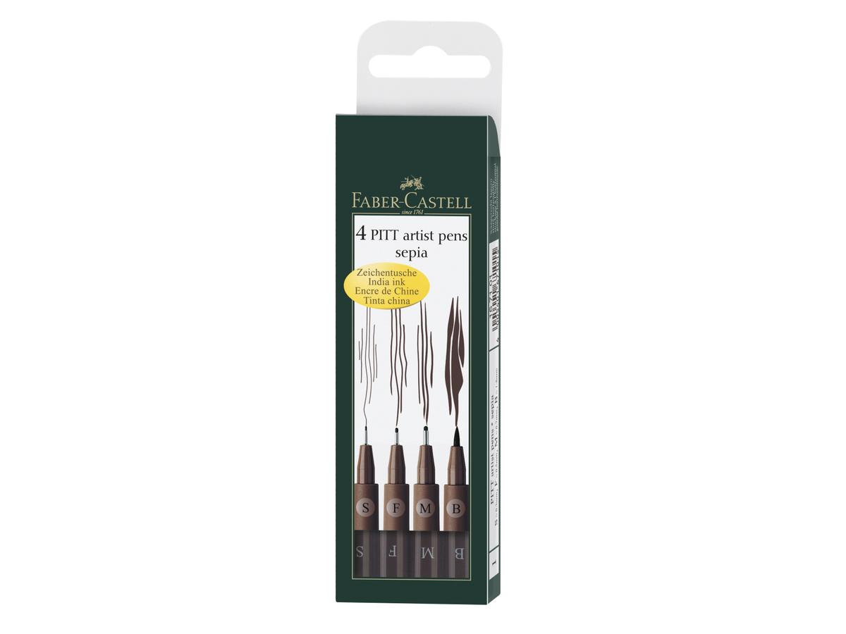 FABER-CASTELL PITT ARTIST PEN SET SEPIA 4 STÜCK 1