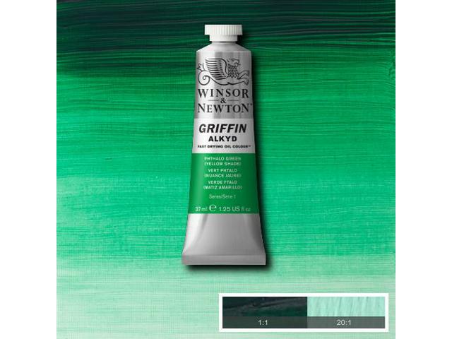 WINSOR & NEWTON GRIFFIN ALKYD 37ML S1 521 PHTHALO GREEN (YELLOW SHADE) 1