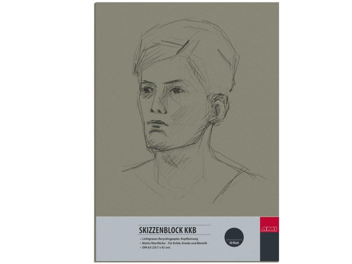 KKB STUDIENBLOCK ZEICHENPAPIER A3 100GRAM 50BLATT BRAUNGRAU 1