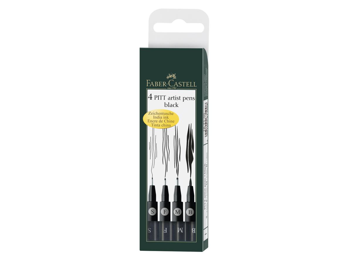FABER-CASTELL PITT ARTIST PEN SET SCHWARZ 4 STÜCK 1