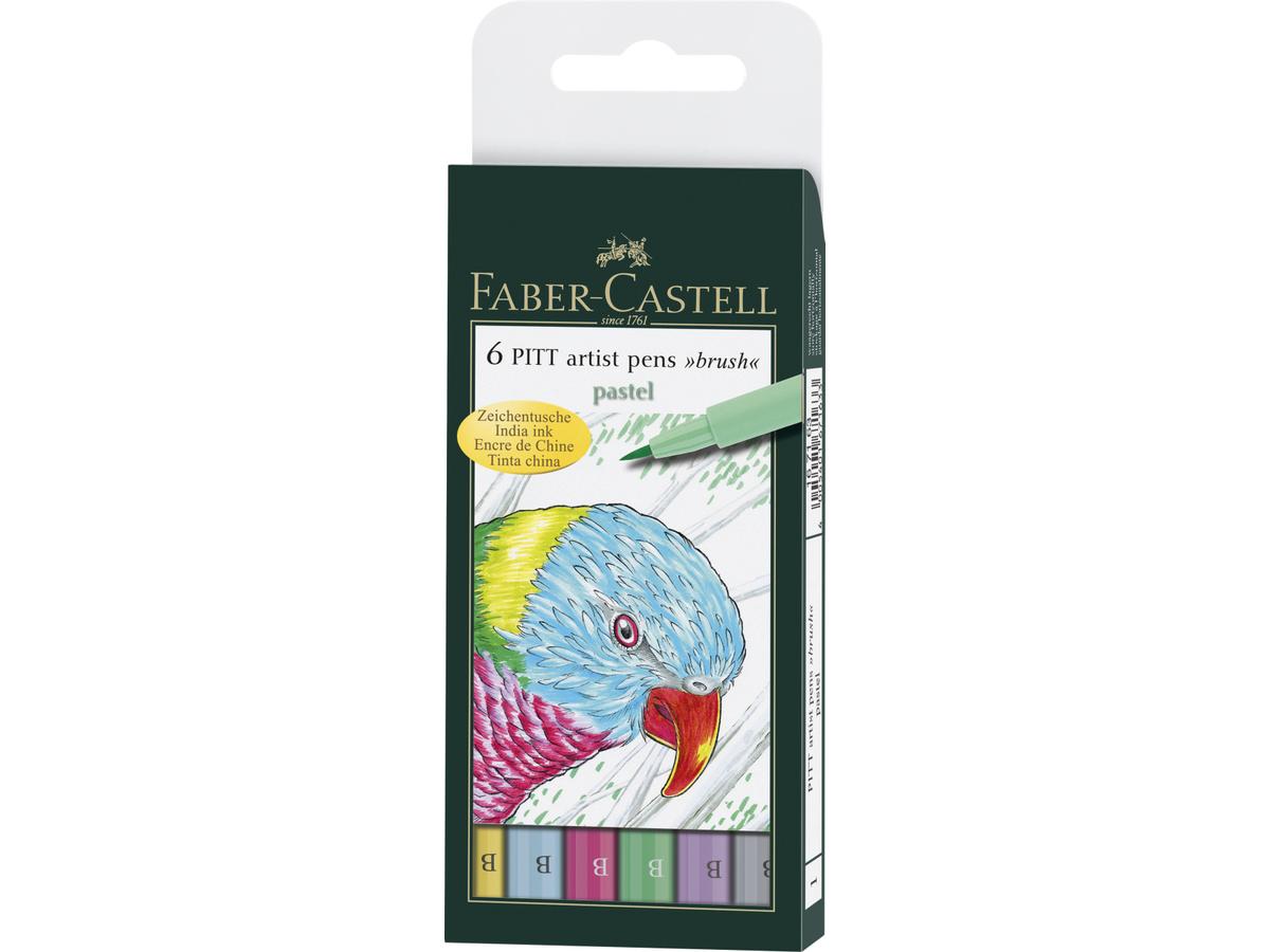 FABER-CASTELL PITT ARTIST PEN BRUSH SET PASTEL 6 STUKS 1