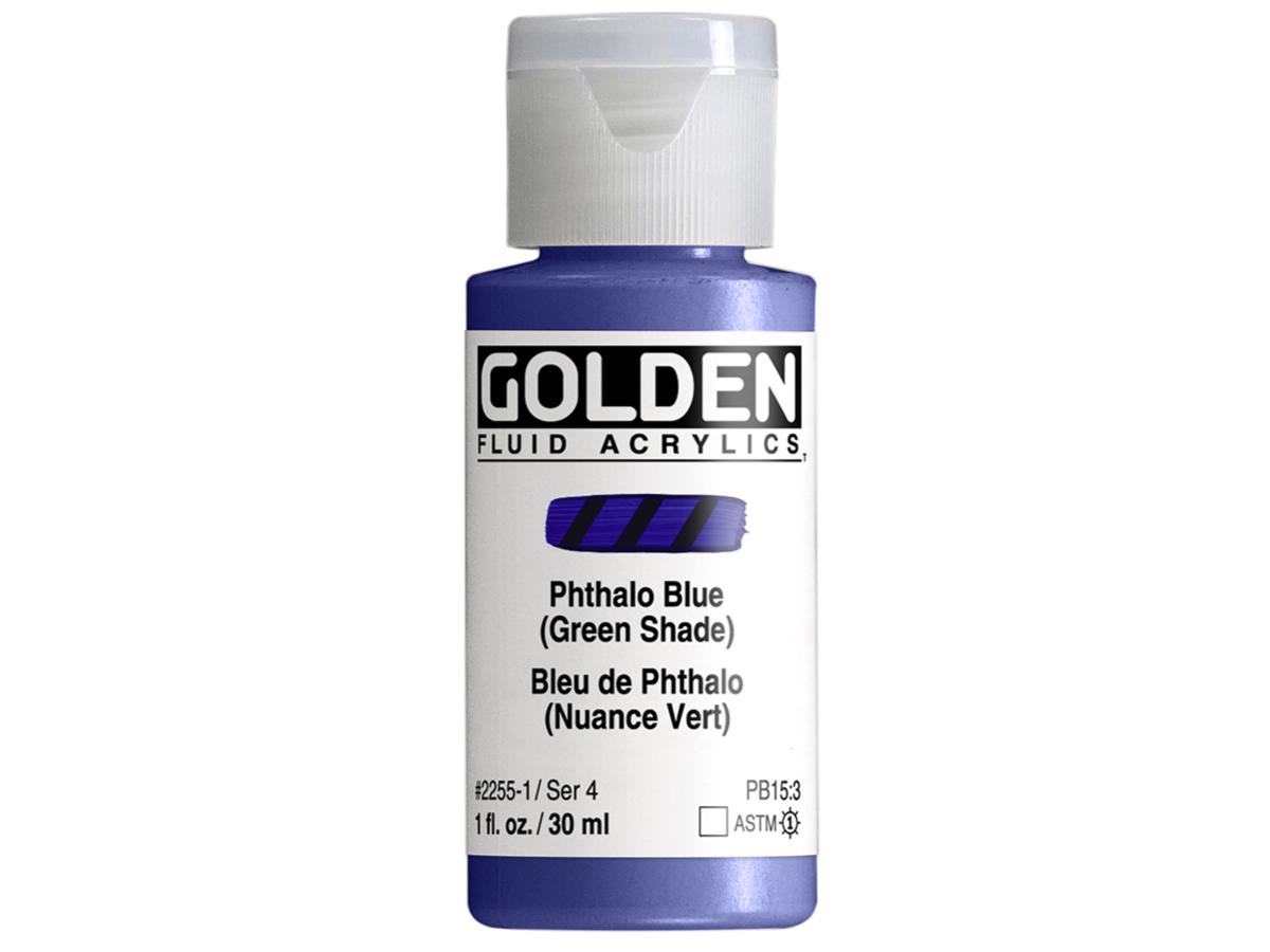 GOLDEN FLUID 30ML S4 255 PHTHALOBLAU GRÜNTON 1