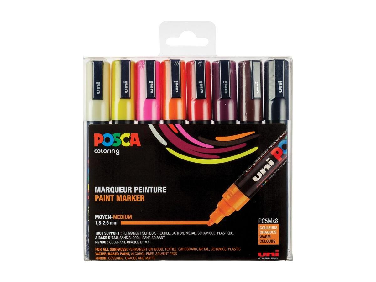 UNI POSCA MARKER SET PC5M 8 STÜCK WARME FARBEN 1