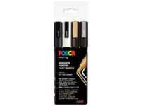 UNI POSCA MARKERSET PC3M/4A 4X GOLD-SILBER-WEIß-SCHWARZ