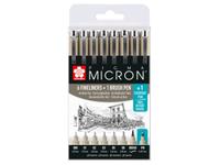 PIGMA MICRON 6 FINELINERSET SCHWARZ +1BRUSHPEN+1EXTRASTIFT
