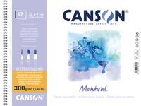 CANSON MONTVAL SPIRALBLOCK AQUARELLPAPIER 300G/M² 32x41 12 BLATT