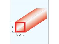 PROFIL VIERKANTROHR GLASKLAR ROT (A=)2,0X3,0MM 33CM  434-53/3