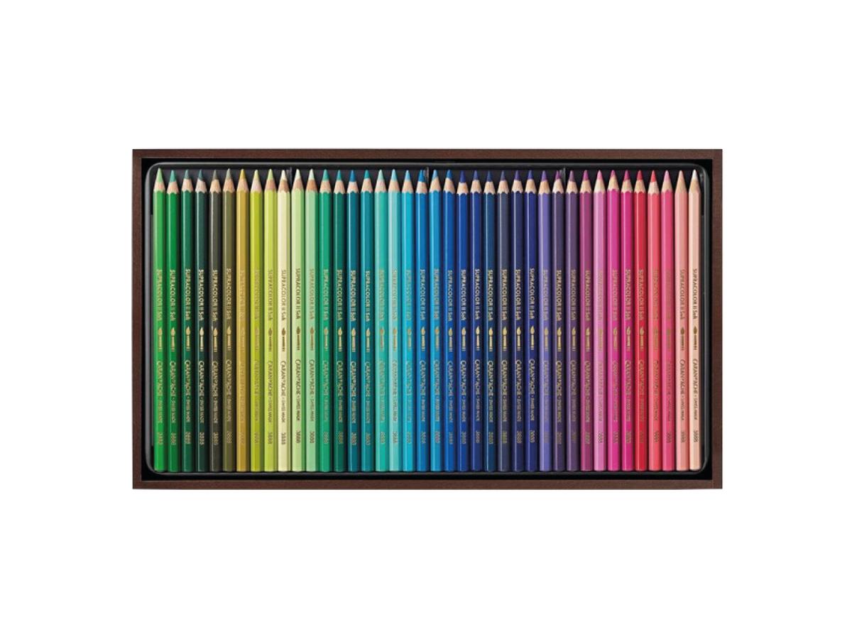 CARAN D'ACHE SUPRACOLOR SOFT STIFTE SET IN HOLZKISTE 80X 2