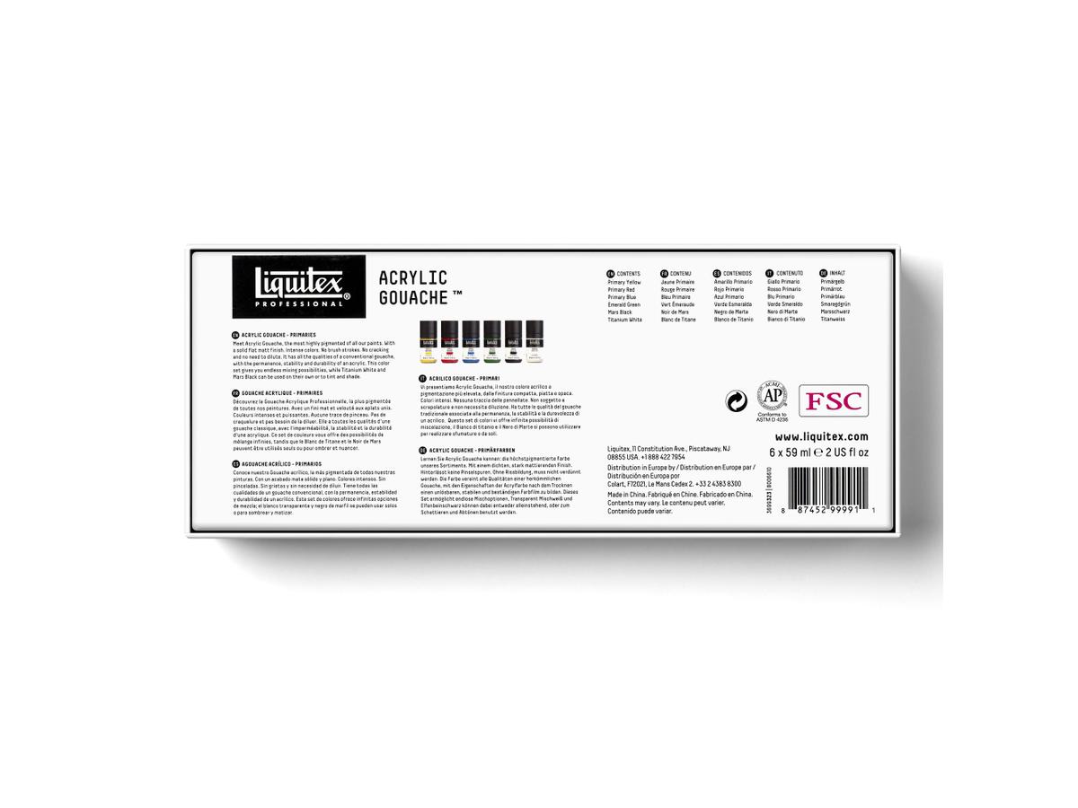 LIQUITEX ACRYLIC GOUACHE SET 6X59ML PRIMÄRFARBEN 4
