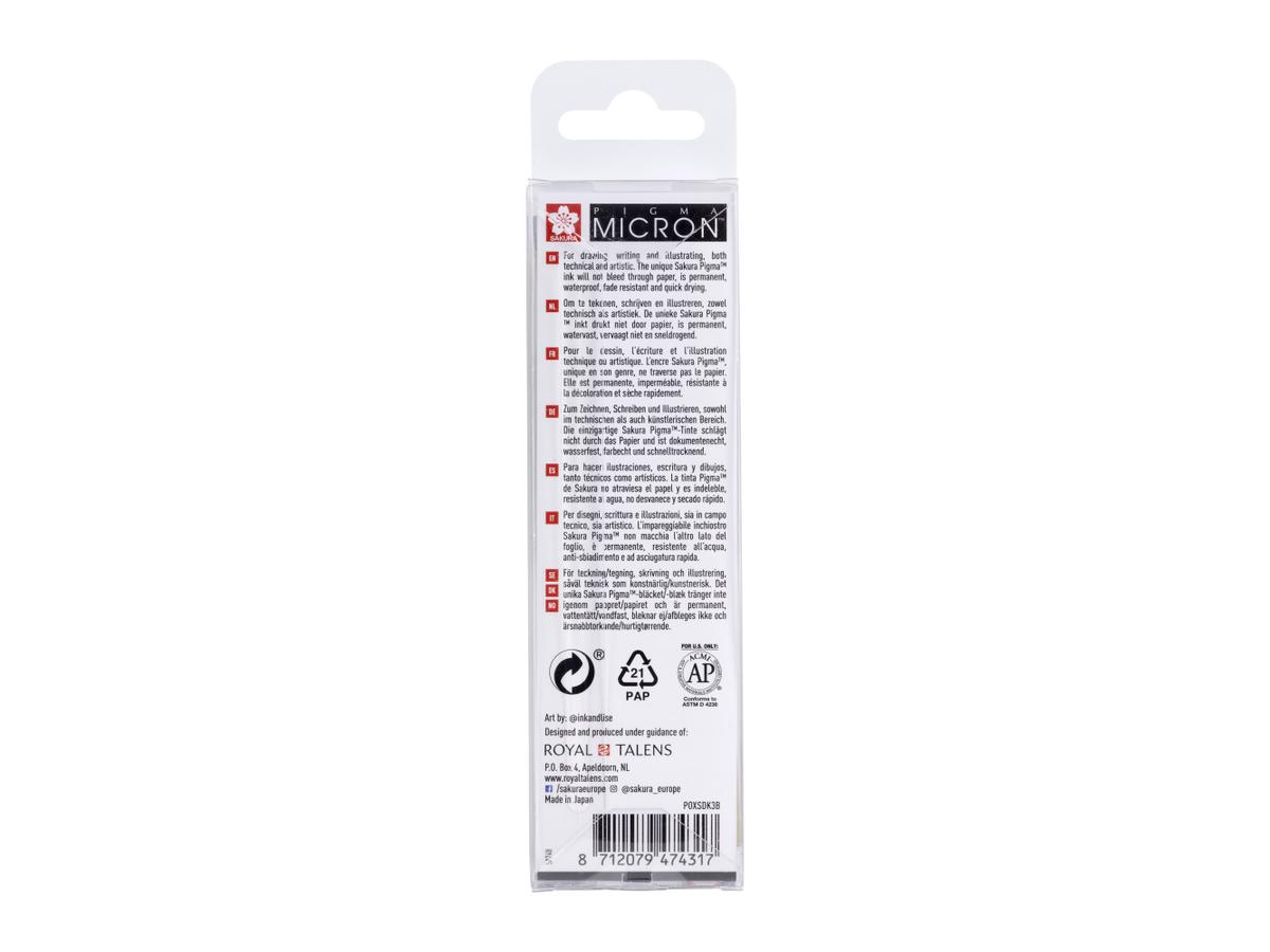 SAKURA PIGMA MICRON FINELINER SET 3 STÜCK GRAU U. SCHWARZ 3