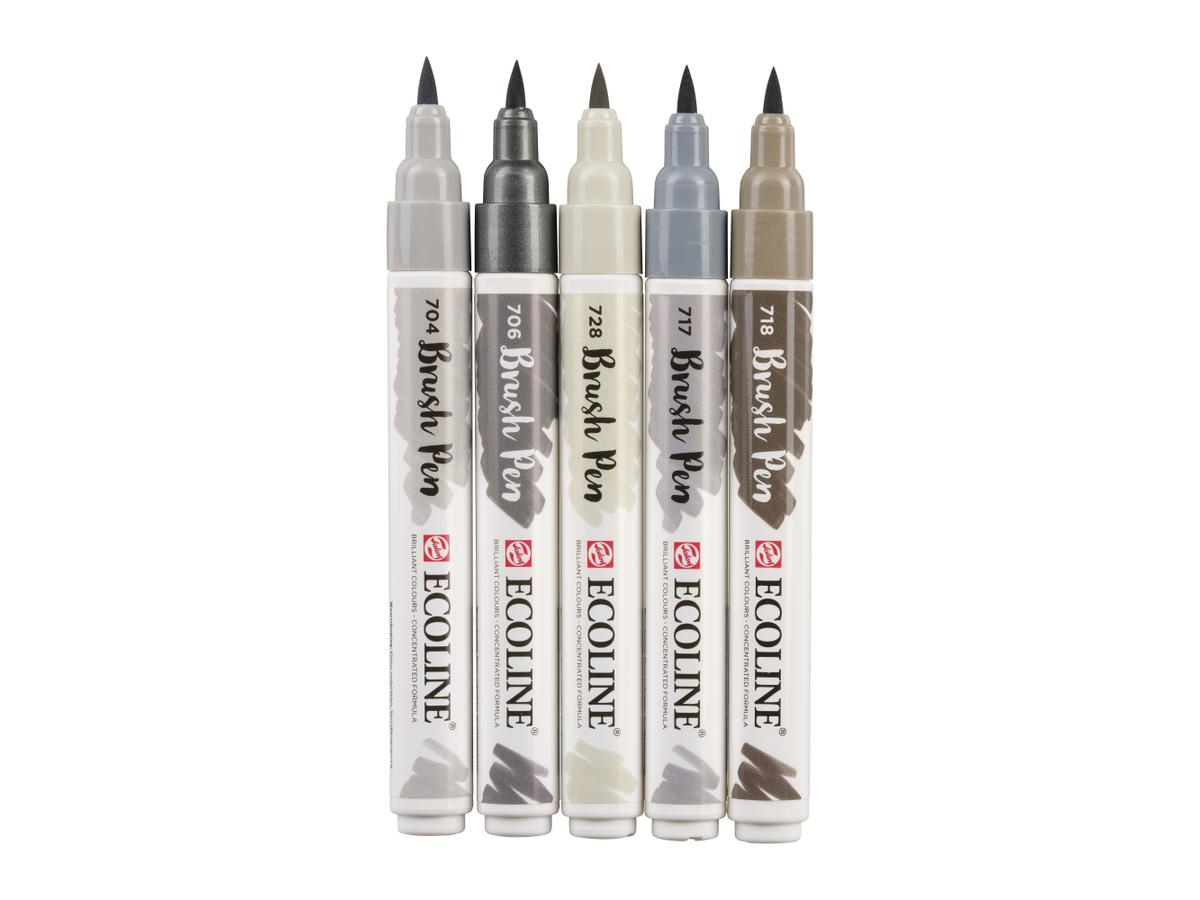 TALENS ECOLINE BRUSH PEN SET 5 GRIJS 3