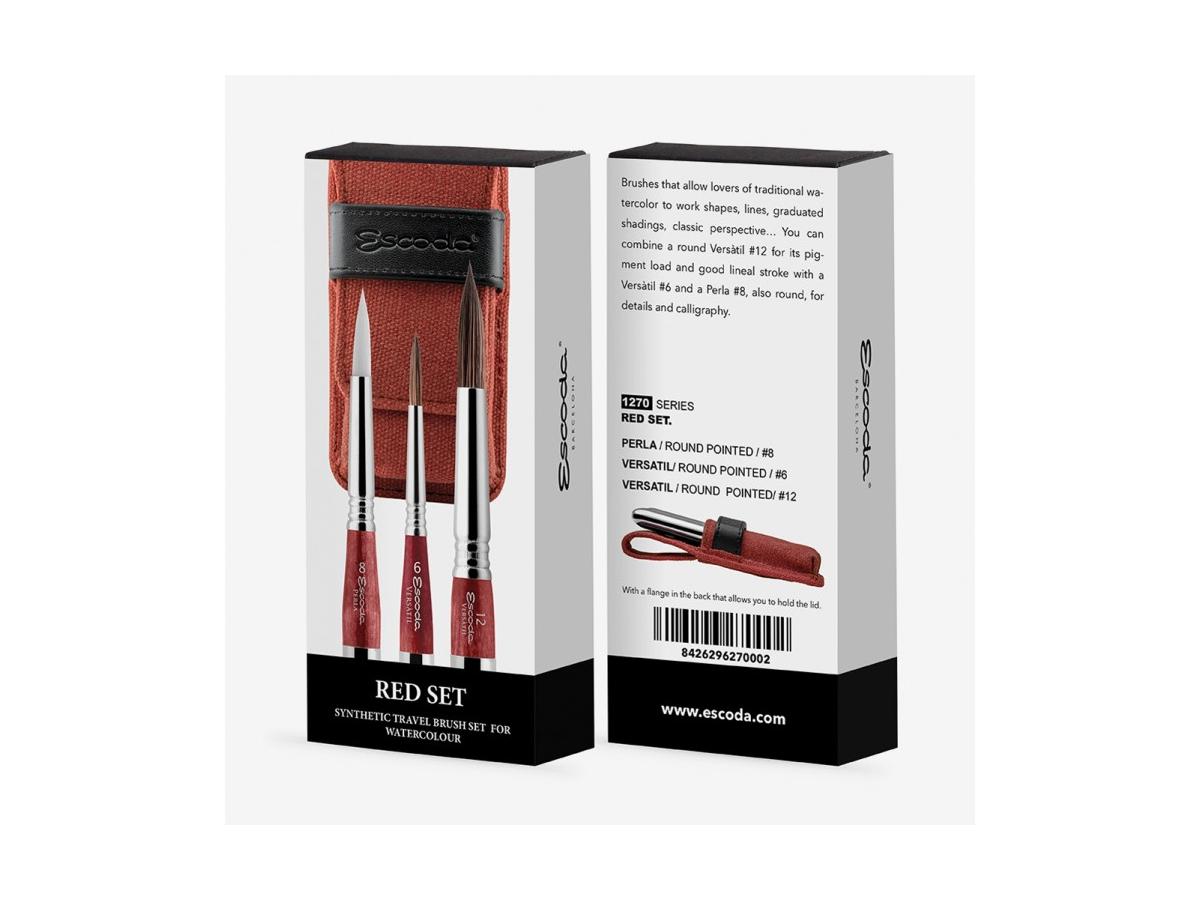 ESCODA AQUARELL REISEPINSEL RED SET 1270 3 STÜCK 3