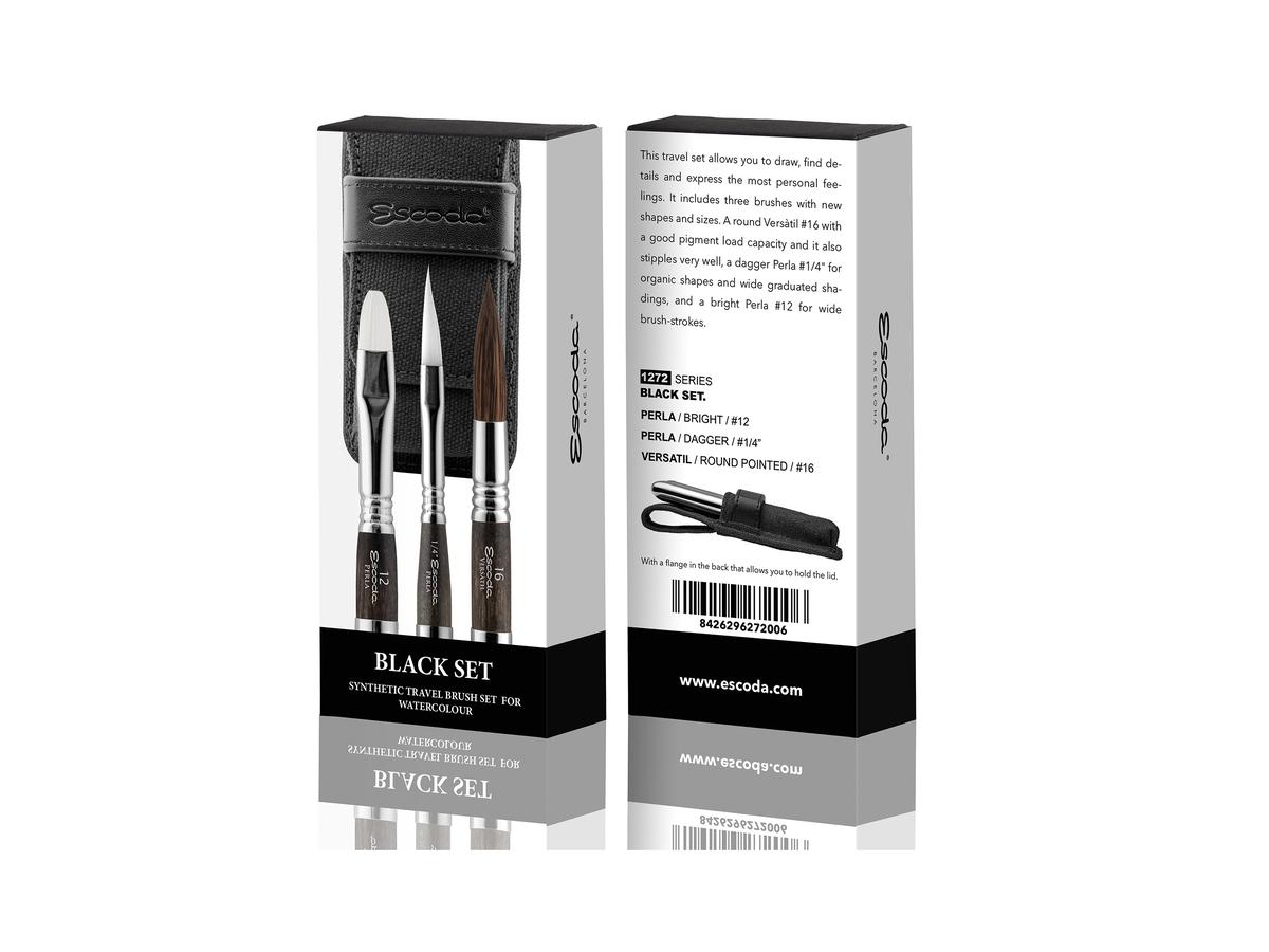 ESCODA AQUARELL REISEPINSEL BLACK SET 1272 3 STÜCK 3