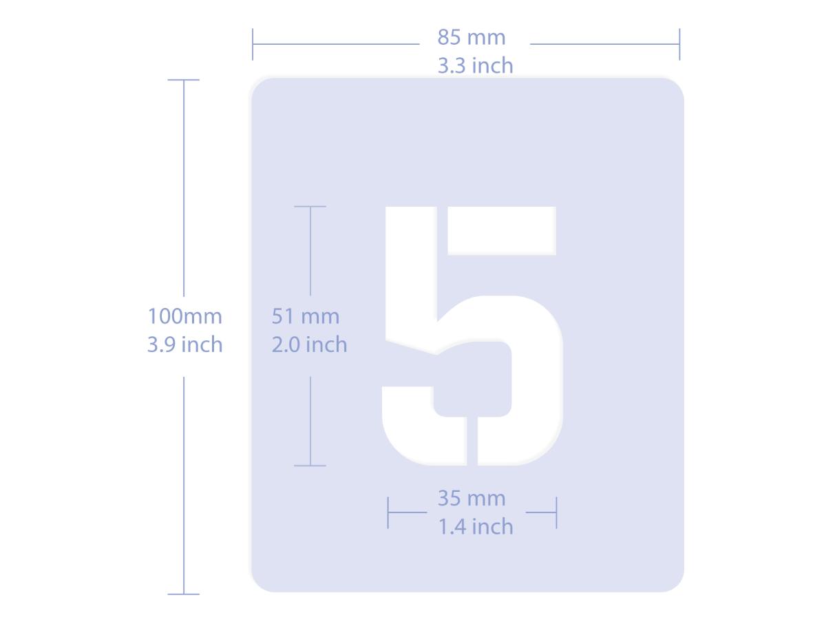 QBIX SCHABLONEN SET ZAHLEN & INTERPUNKTION 26 STÜCK 5CM SAN SERIF  4