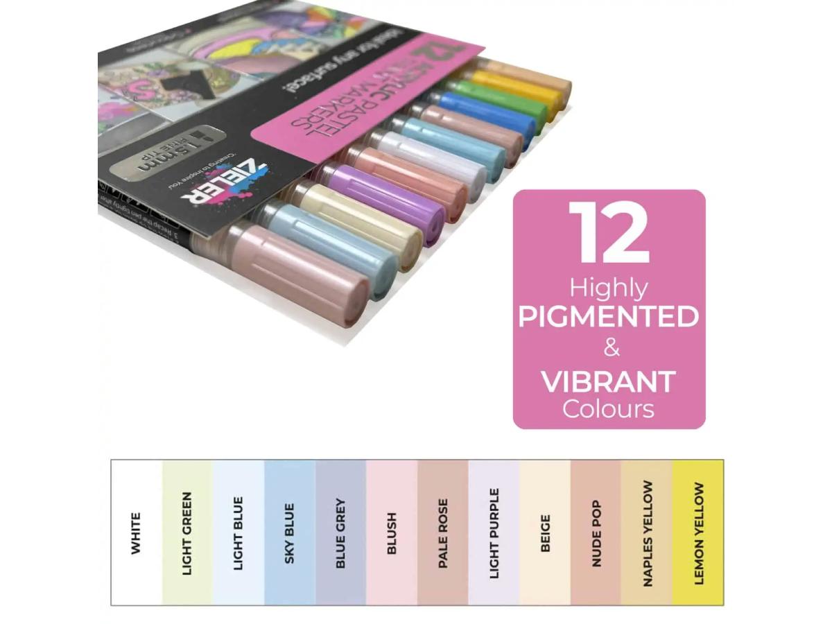 ZIELER PAINT MARKER SET 1,5MM SPITZE PASTELL 12 STÜCK 2
