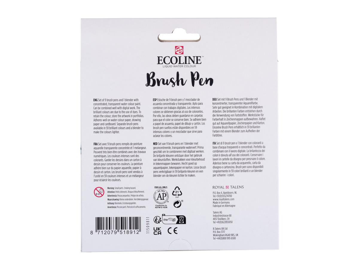 TALENS ECOLINE® BRUSH PEN MARKER SET 10X PASTEL 4