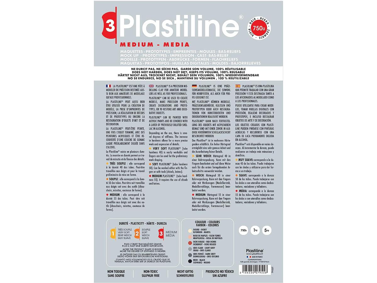 PLASTILINE SCHWARZ HÄRTE 55 750 GRAMM 2