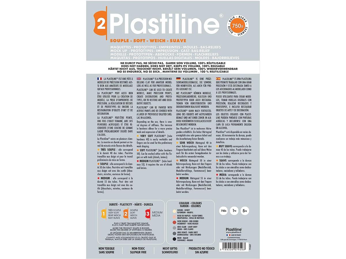 PLASTILINE SCHWARZ HÄRTE 50 750 GRAMM 2