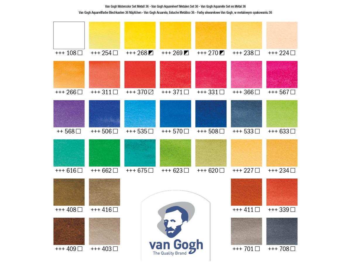VAN GOGH AQUARELLFARBEN SET  36X 1/2NAPF + PINSEL 2