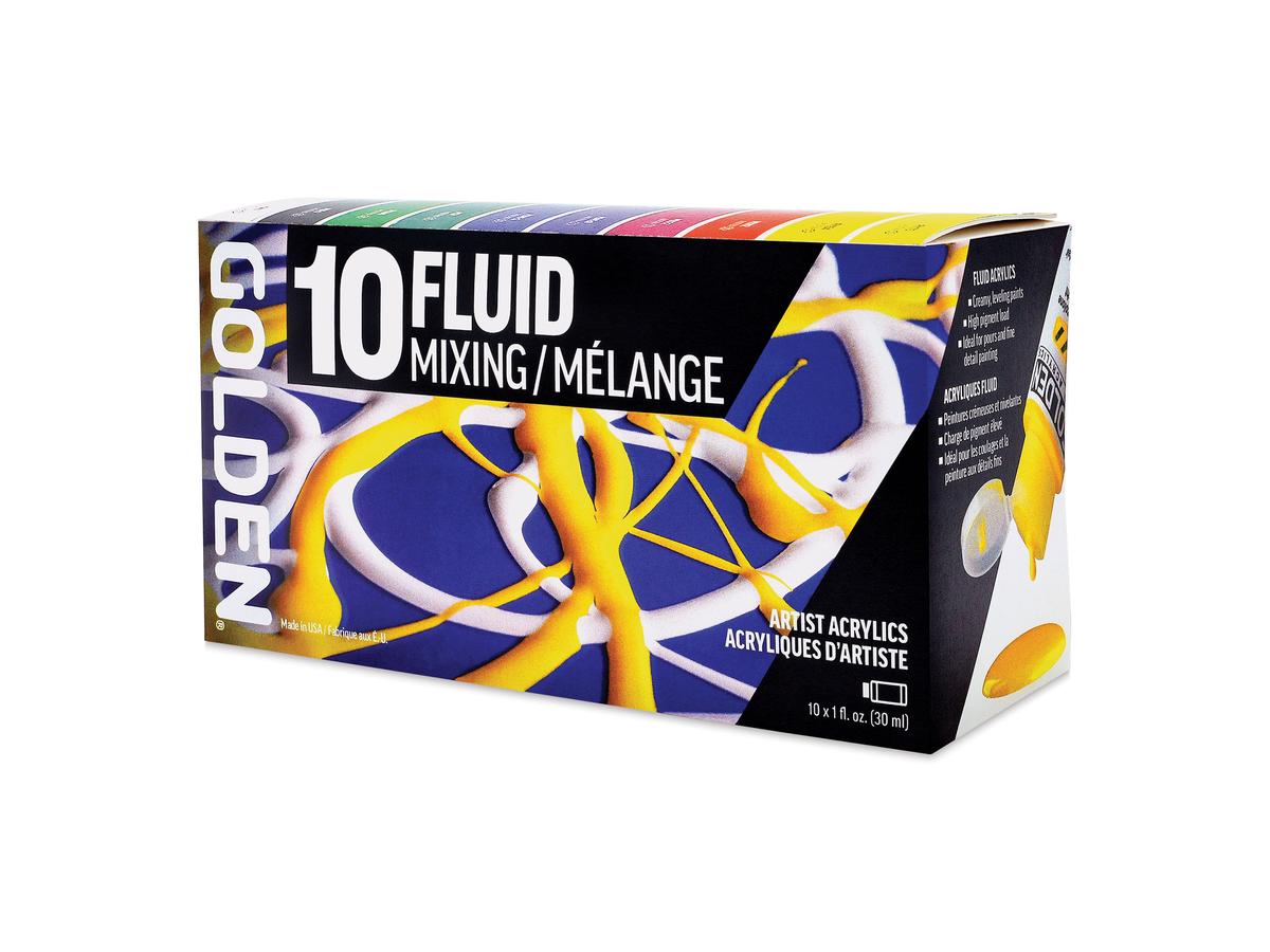 GOLDEN ACRYL FLUID MIXING SET 10X 30ML 2