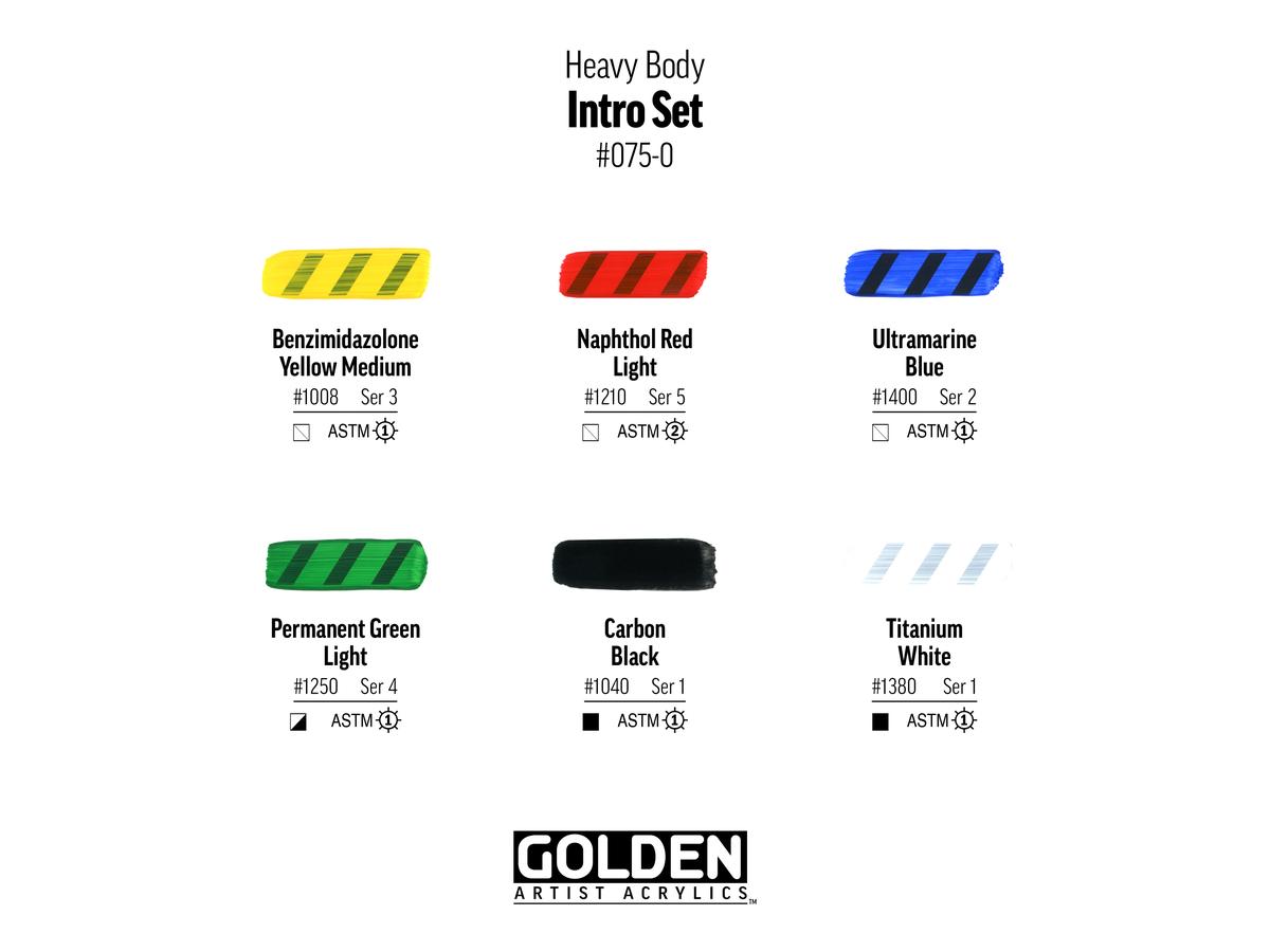 GOLDEN ACRYL HEAVY BODY INTRO SET  6X 22ML 3